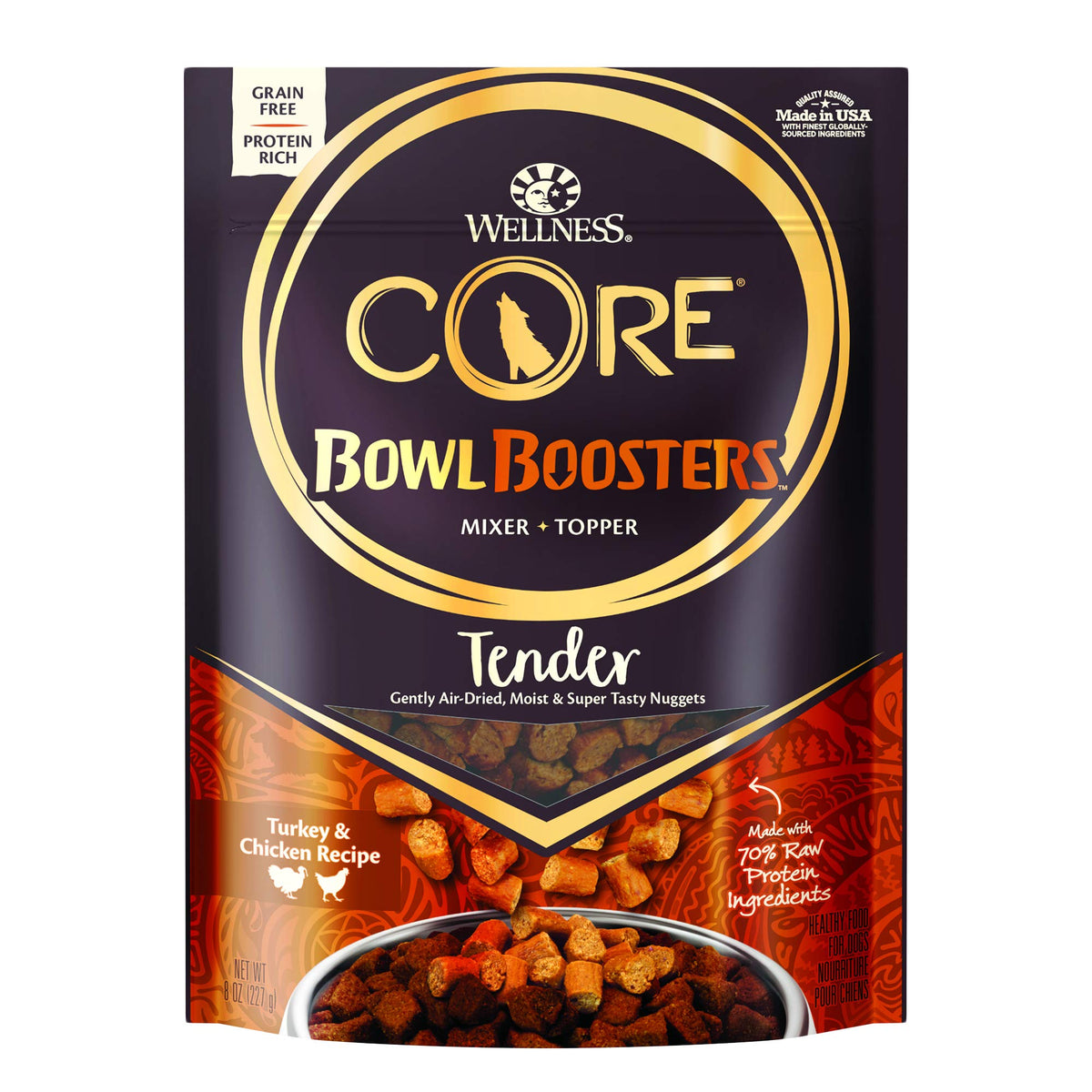 Wellness CORE Grain-Free Bowl Boosters Tender Dog Meal Enhancer (Turkey & Chicken, 8 oz)
