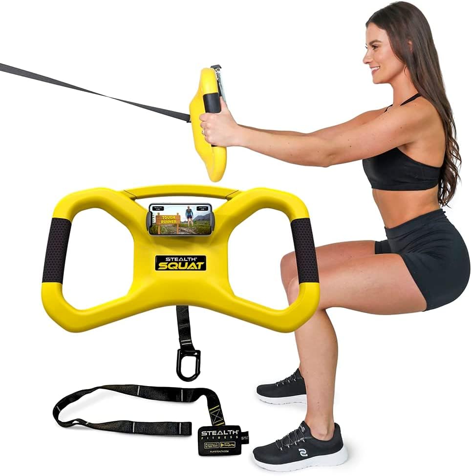 STEALTH Squat Trainer - Home Fitness Equipment & Full Body Workout - Get Lean Sculpted Legs & Glutes Playing Games on Your Phone - Fun Games to Help You Lose Weight - Train Legs Butt and Thighs