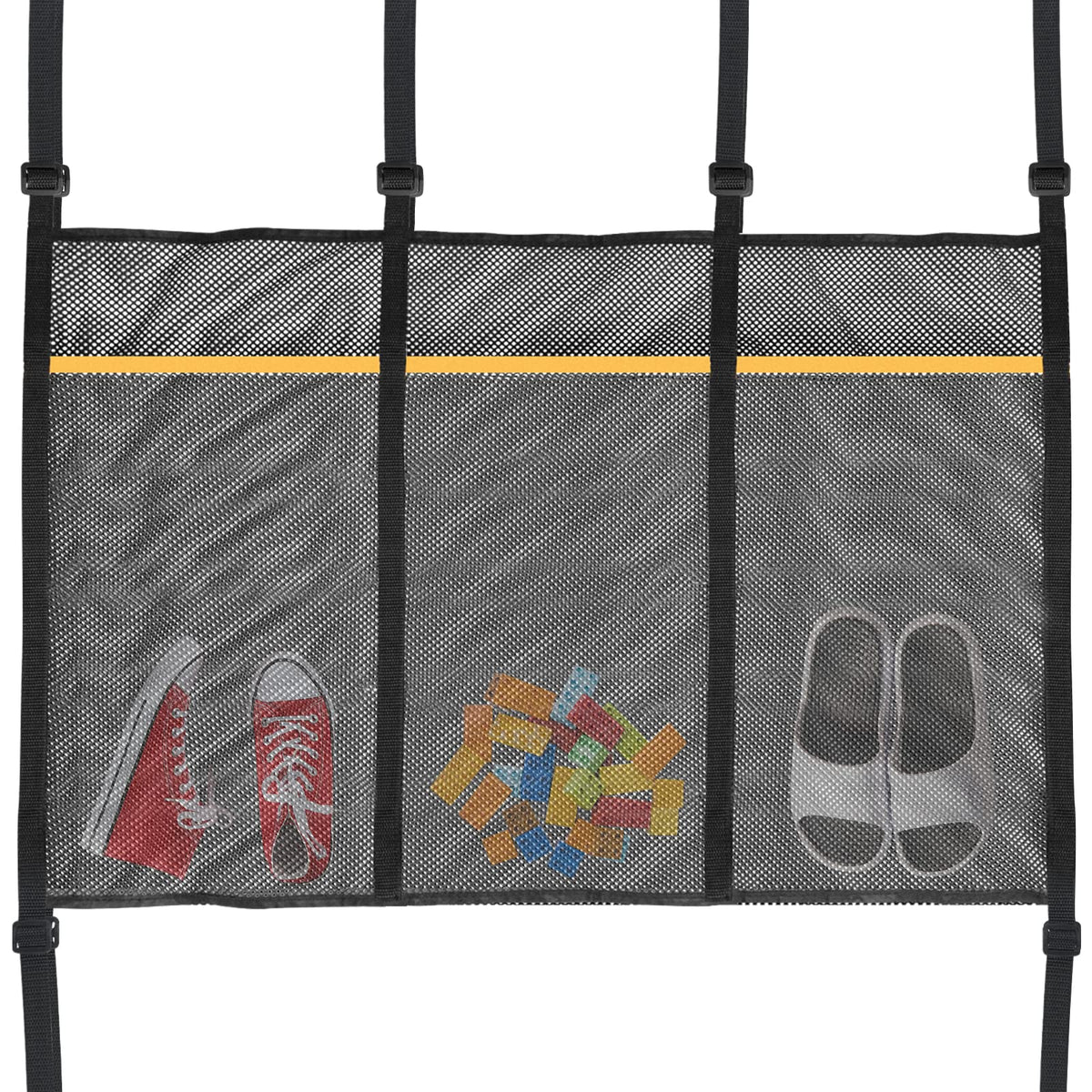 Trampoline Shoes Bag 3 Pouch Storage Mesh Bag Trampoline Shoe HolderIndoor Household Item Fitness Shoes Organizer Trampoline Item Storage Accessories Equipment Bag