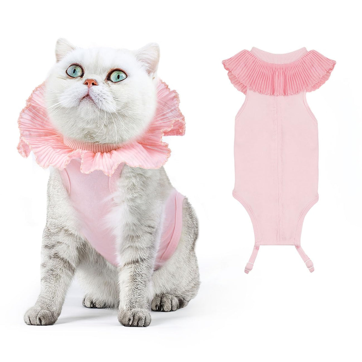VavoPaw Cat Surgery Recovery Suit for Female Cat Breathable Surgical Recovery Shirt for Abdominal Wounds Skin Diseases After Surgery Soft Fabric Kitten Onesie E-Collar Alternative for Cats M Pink