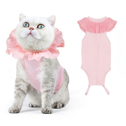 VavoPaw Cat Surgery Recovery Suit for Female Cat Breathable Surgical Recovery Shirt for Abdominal Wounds Skin Diseases After Surgery Soft Fabric Kitten Onesie E-Collar Alternative for Cats M Pink