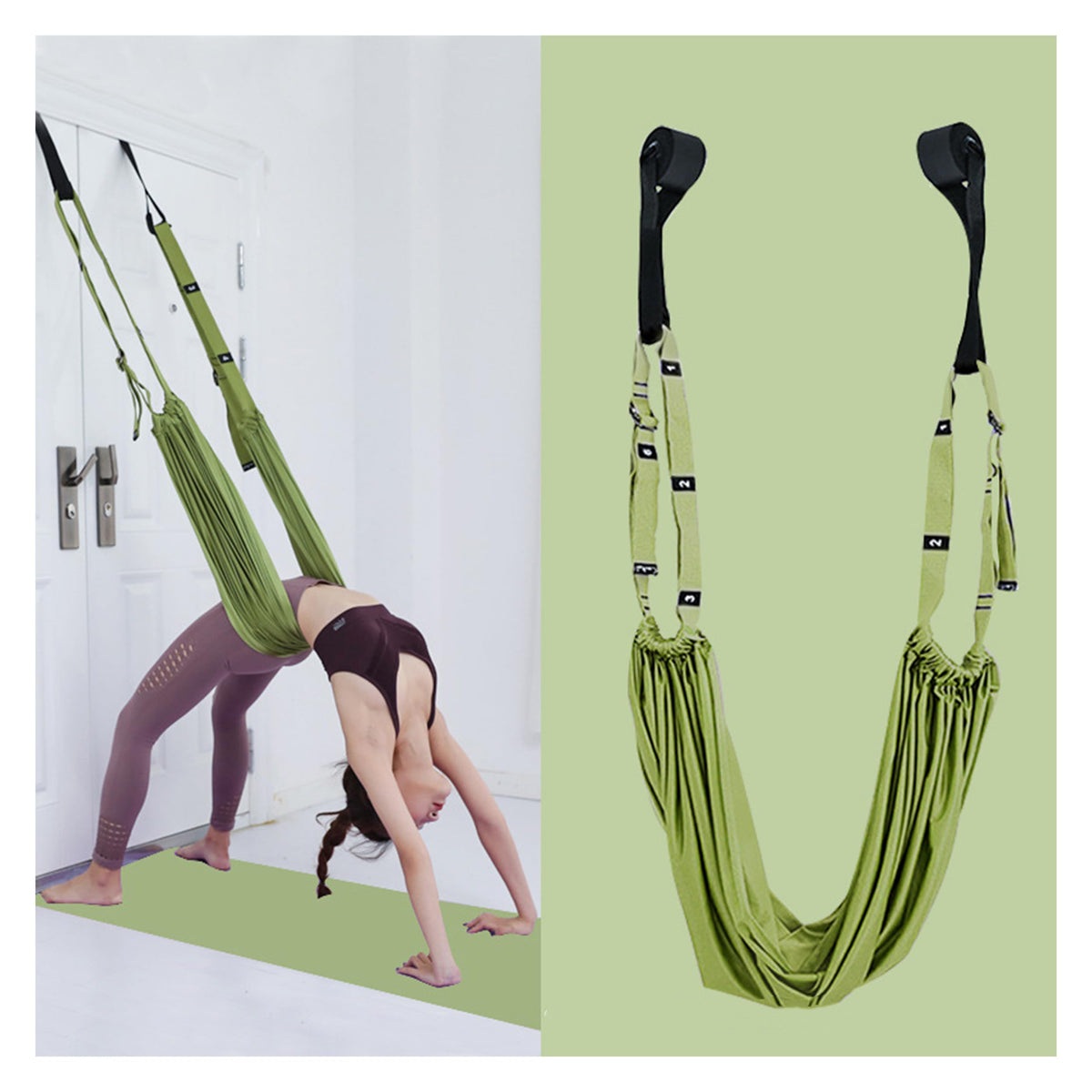 BTAMUD Waist Back Leg Stretch Strap Yoga Fitness Stretcher Back Bend Assist Trainer with Door Anchor Waist Flexibility Equipment for Pilates Dancing Gymnastics