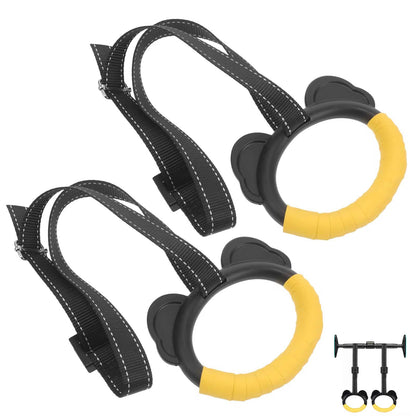 SquEqu Gymnastic Rings with Adjustable Straps Gym Olympic Exercise Ring Pull up Practice for Indoor Training Fitness Equipment Doorway Gymnastics Bar Hanging Attachement Stretching Height Increase