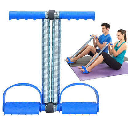 COVVY Elastic Sit Up Pull Rope Dual Spring Tension Rope Advanced Version Fitness Equipment Pedal Resistance Band for Abdomen/Waist/Arm/Yoga Stretching Slimming Training - Blue