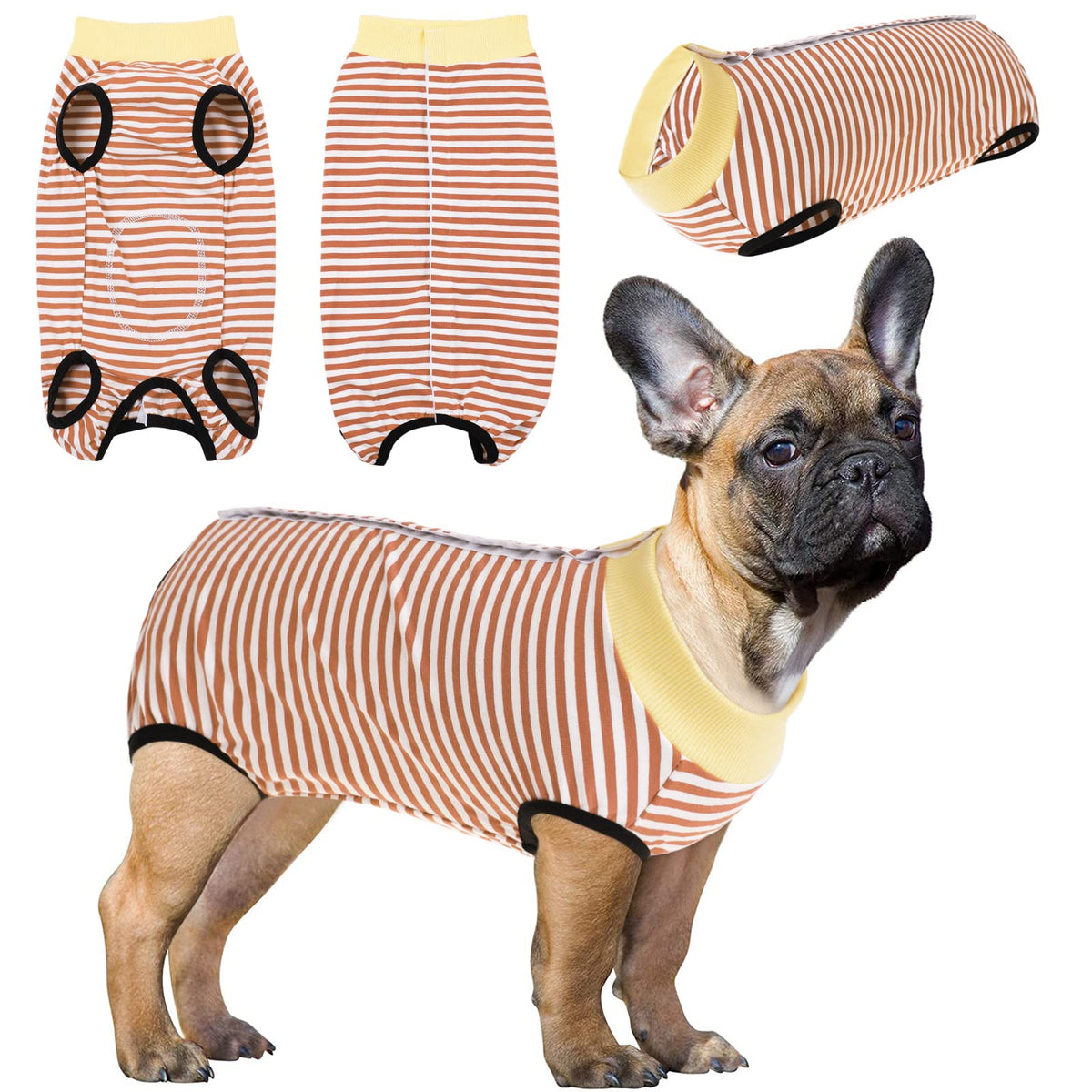 Dog Recovery Suit After Surgery Pet Surgery Recovery Suit Surgical Snugly Onesie for Small Medium Dogs Prevent Licking Dog Bodysuit Substitute E-Collar & ConeBrown S