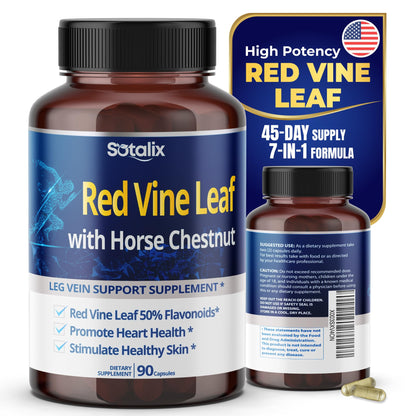Vein & Heart Health Support with Red Vine & Horse Chestnut - USA Made