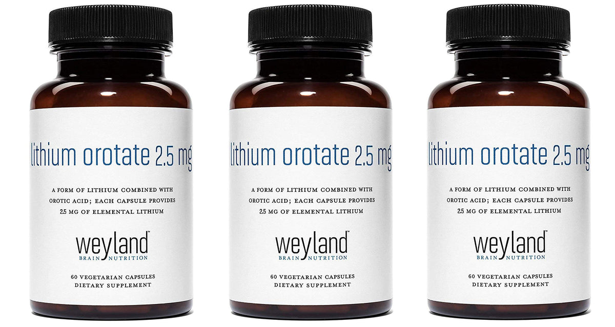 Lithium Orotate 2.5mg Triple Pack 180 Veggie Caps