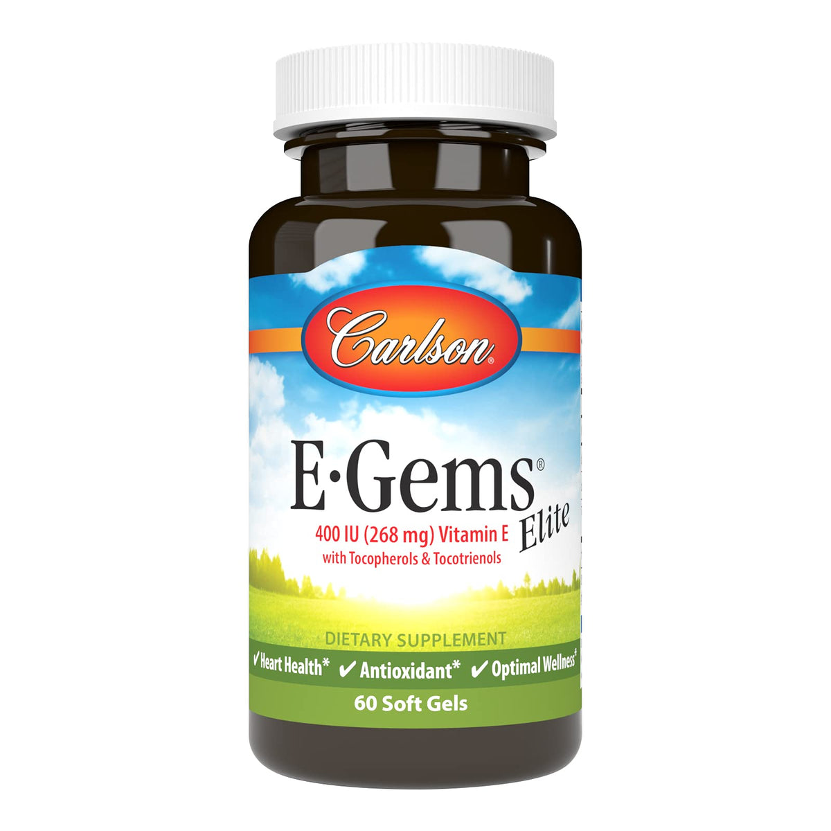 Carlson E-Gems Elite 400 IU Vitamin E Antioxidant Blend 60 Softgels